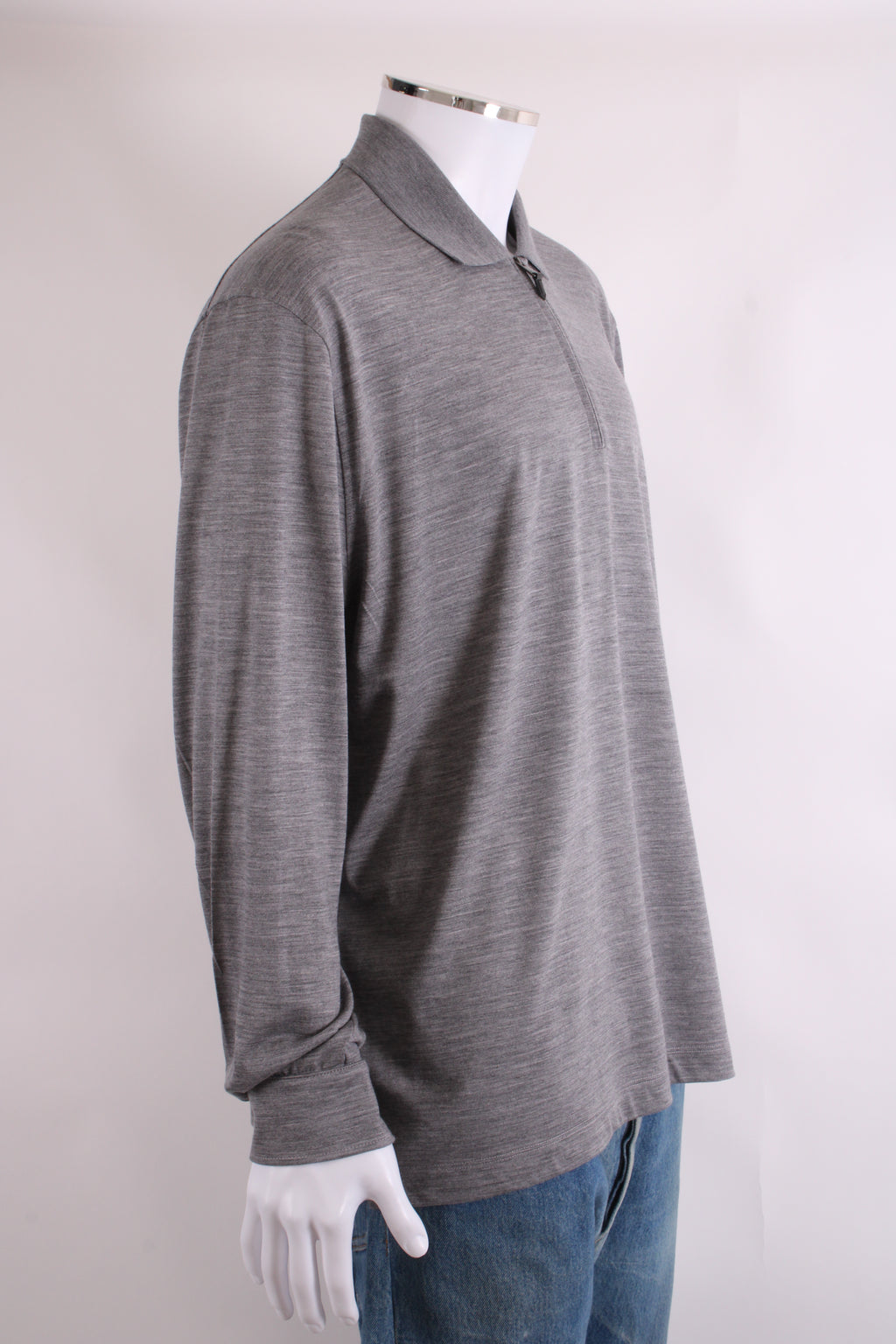 Canali L/S 3/4 Zip Polo Top Grey 3XL