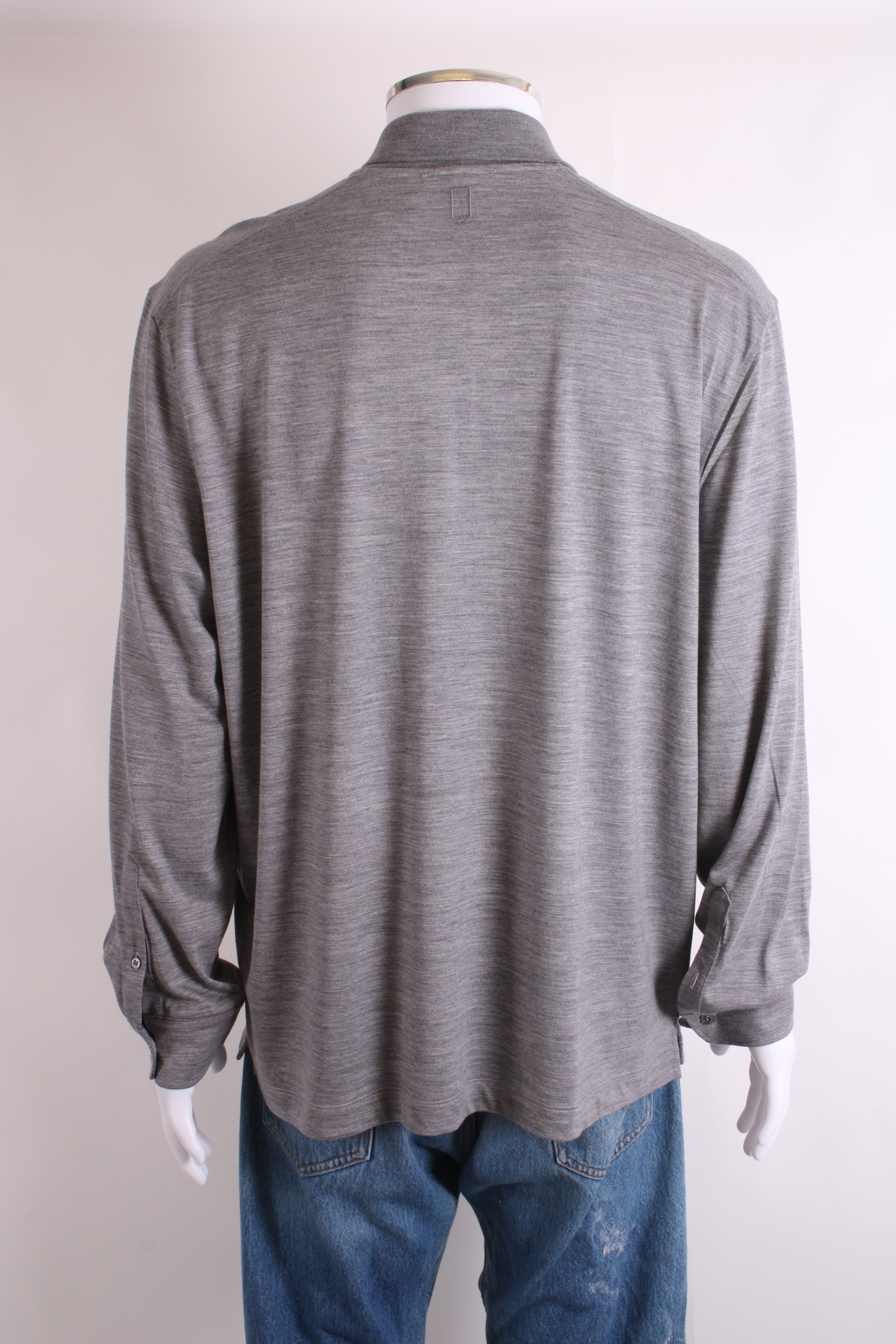 Canali L/S 3/4 Zip Polo Top Grey 3XL
