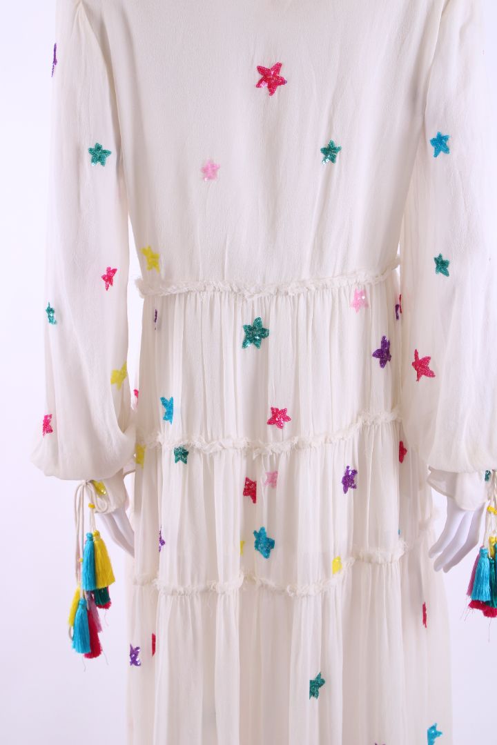 Rococo Sand L/S Sequin Star Dress Cream/ Multi Coloured M