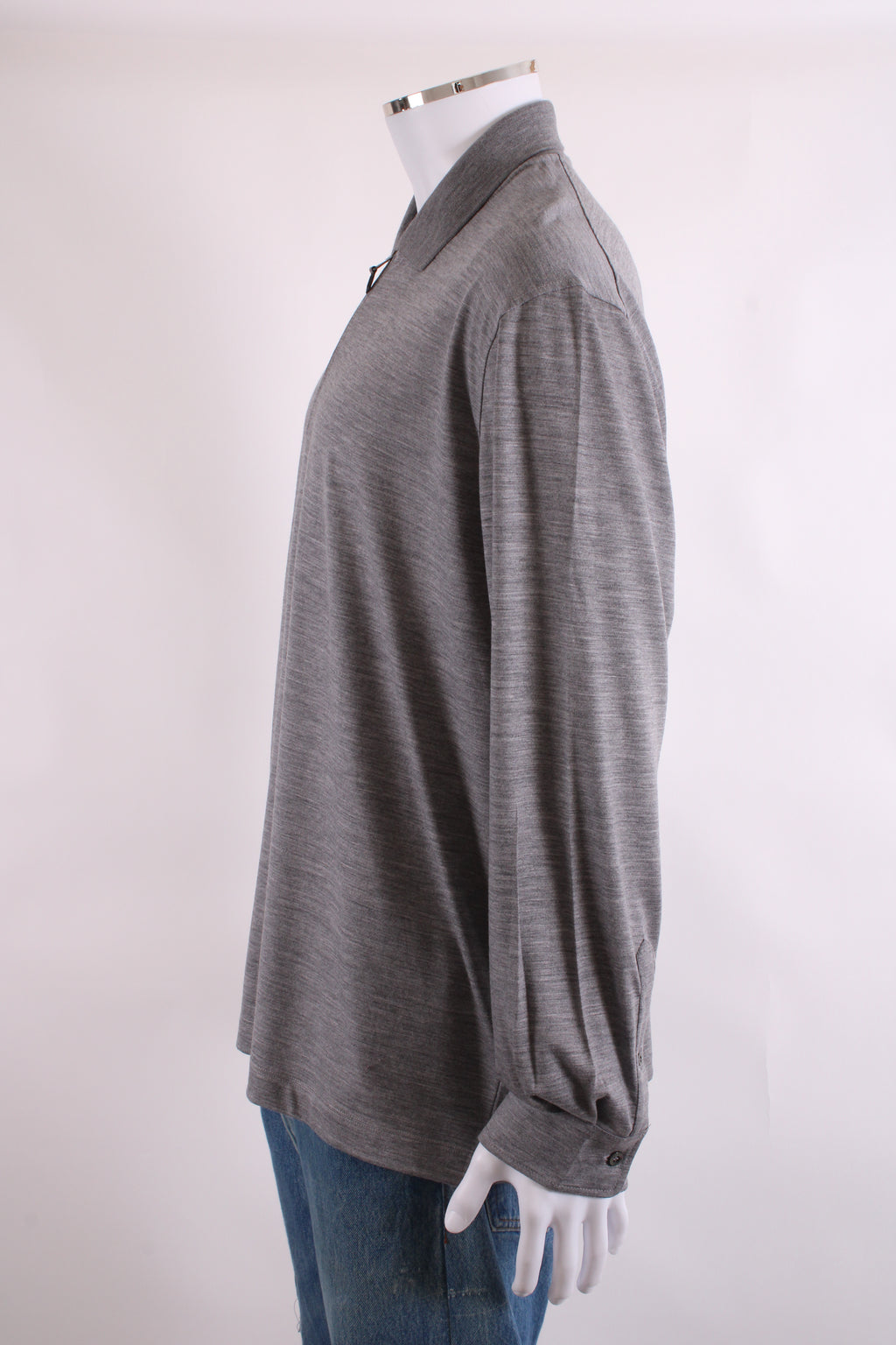 Canali L/S 3/4 Zip Polo Top Grey 3XL