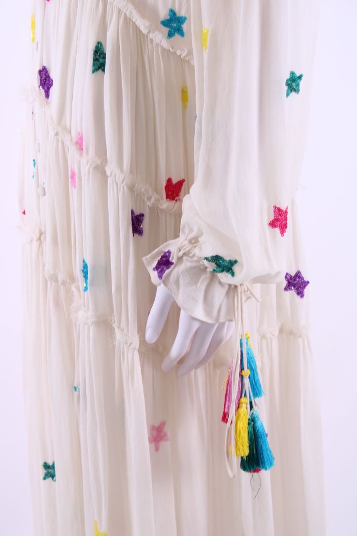 Rococo Sand L/S Sequin Star Dress Cream/ Multi Coloured M