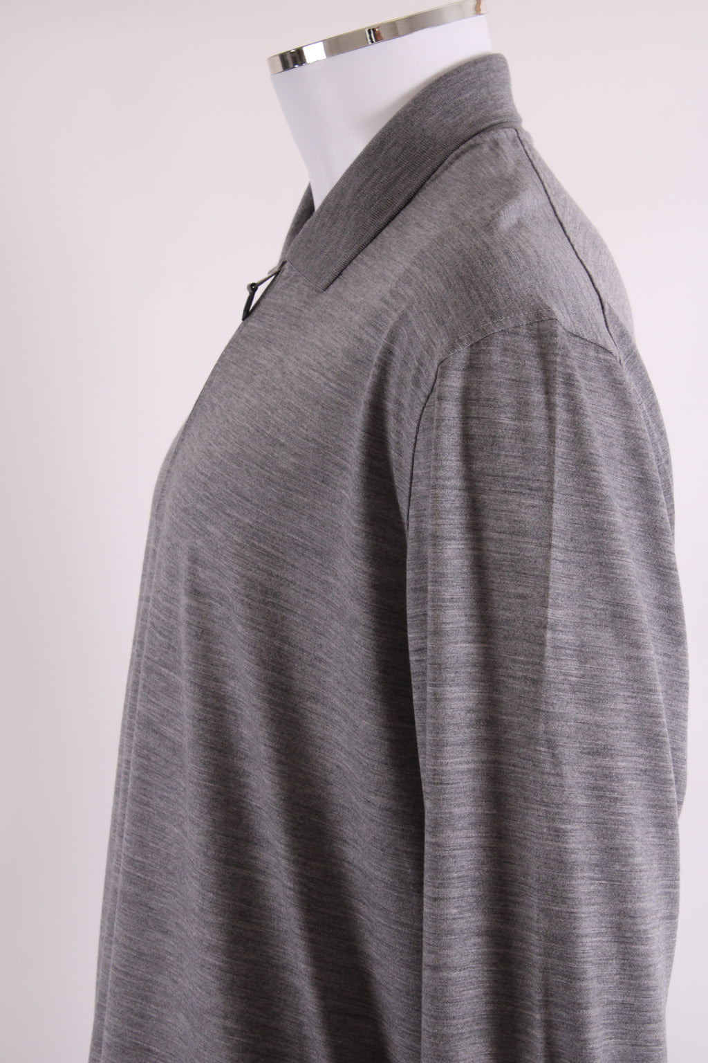Canali L/S 3/4 Zip Polo Top Grey 3XL
