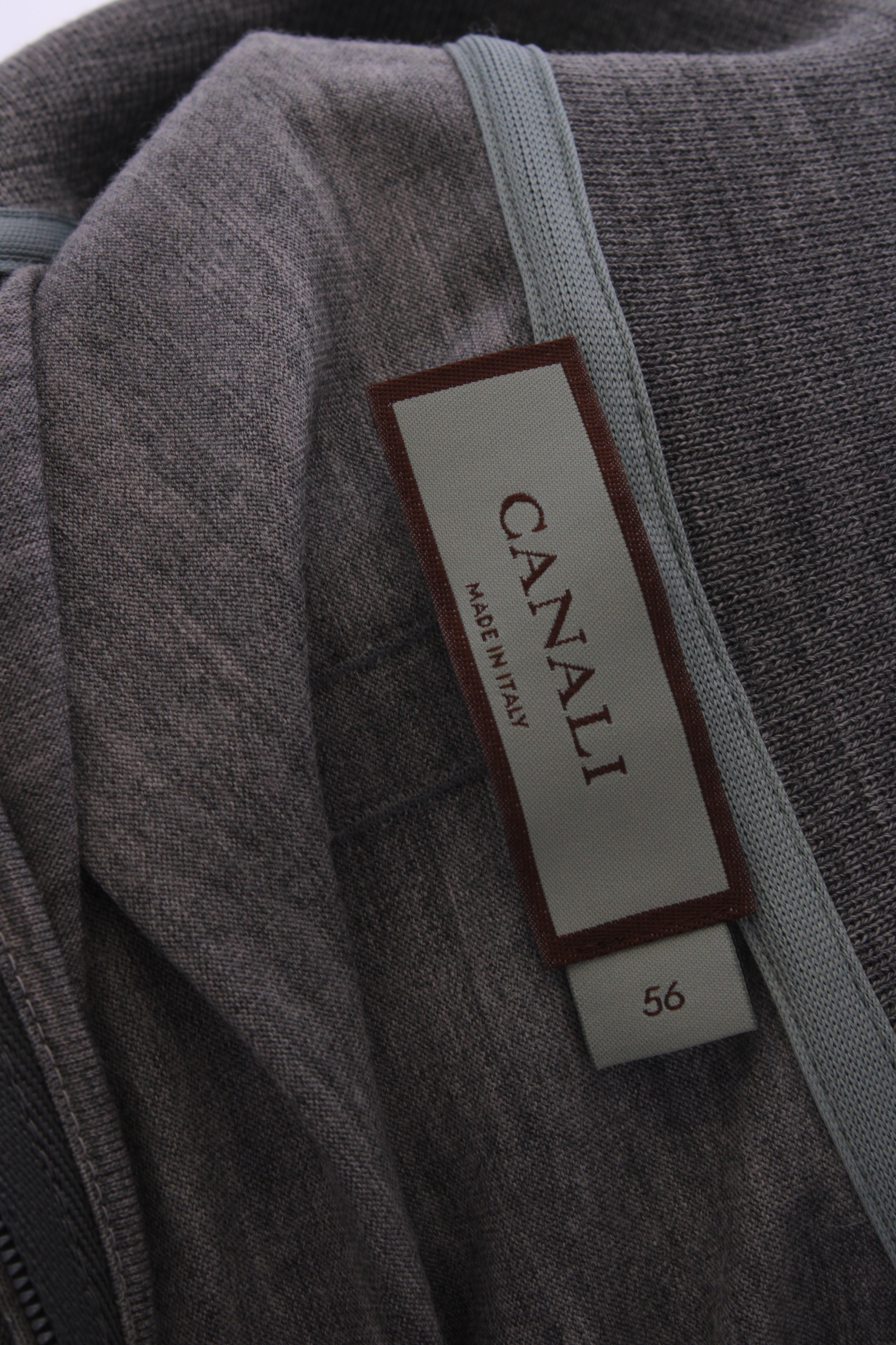 Canali L/S 3/4 Zip Polo Top Grey 3XL