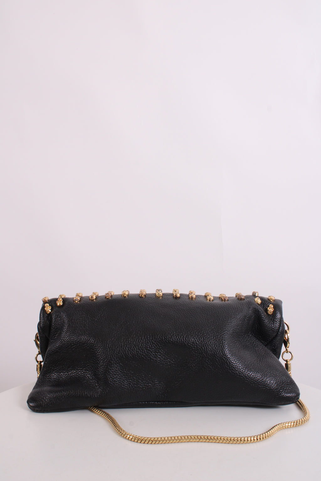 Thomas Wylde Skull Stud Fold Over Clutch Black/ Gold