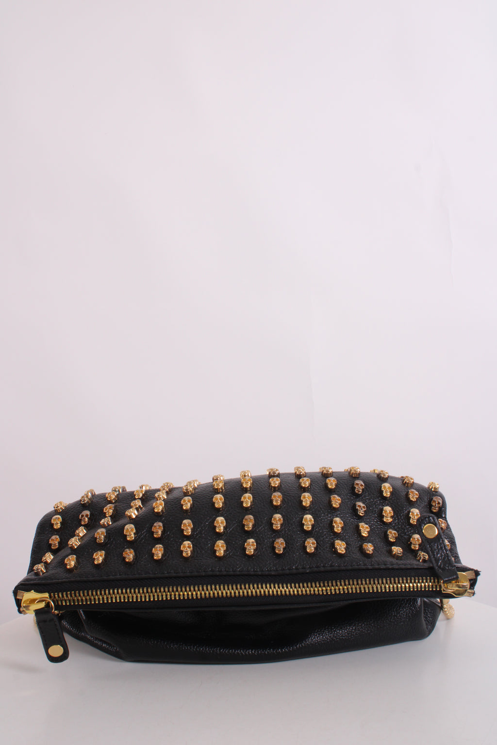 Thomas Wylde Skull Stud Fold Over Clutch Black/ Gold
