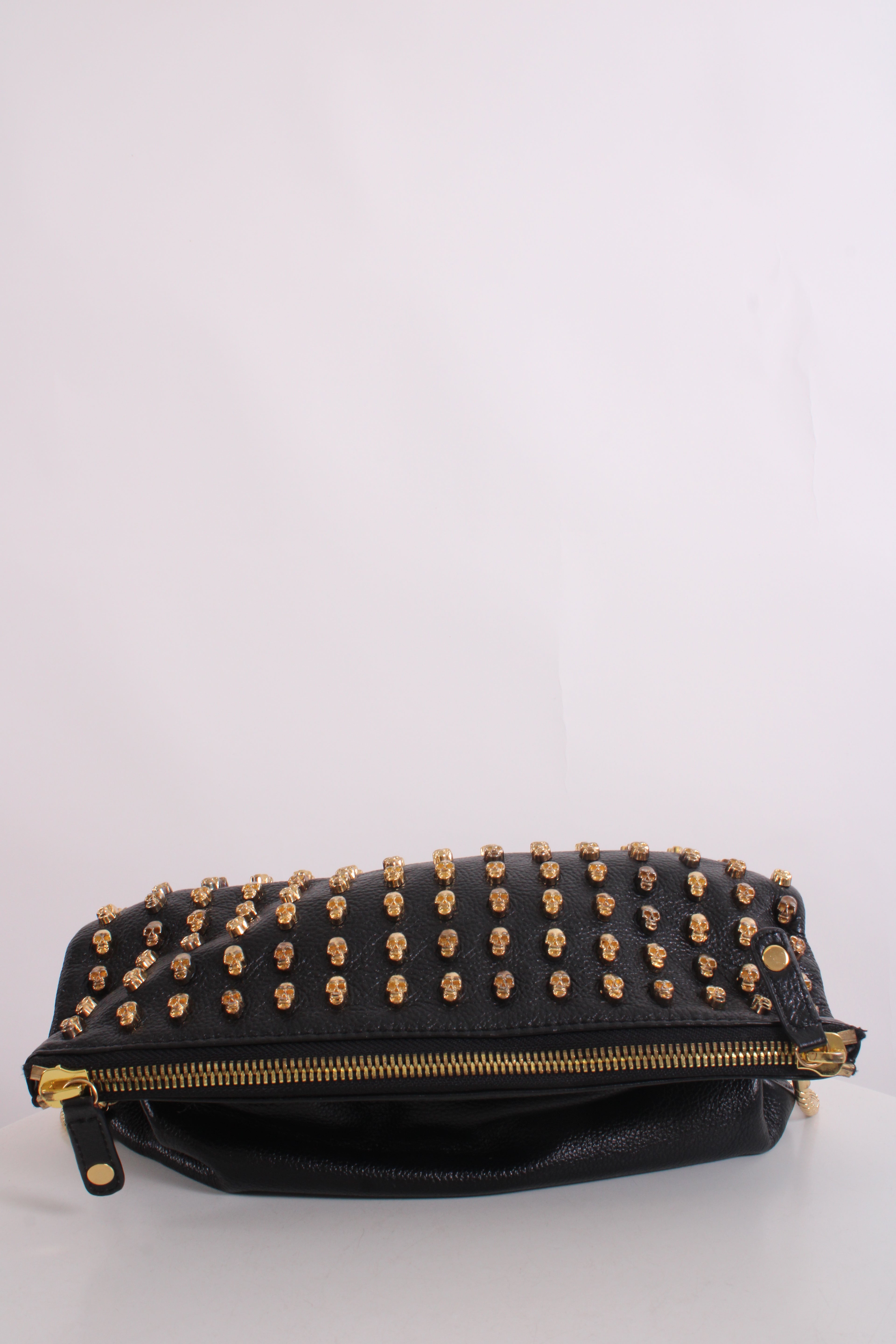 Thomas Wylde Skull Stud Fold Over Clutch Black/ Gold