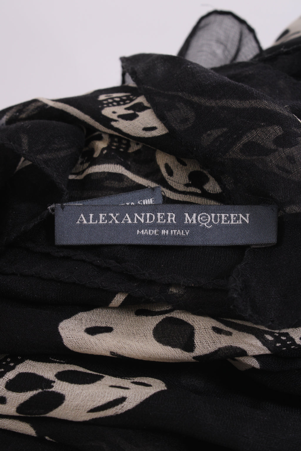 Alexander McQueen Skull Print Silk Scarf Black