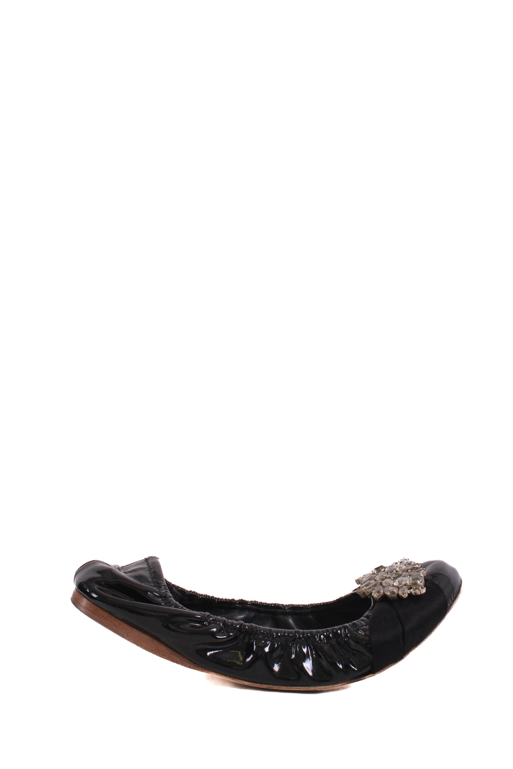 Miu Miu Patent Crystal Detail Ballet Flats Black 38