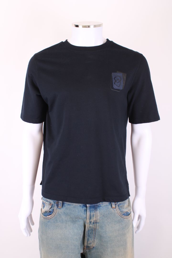 Hermes Leather Patch T-Shirt Navy M