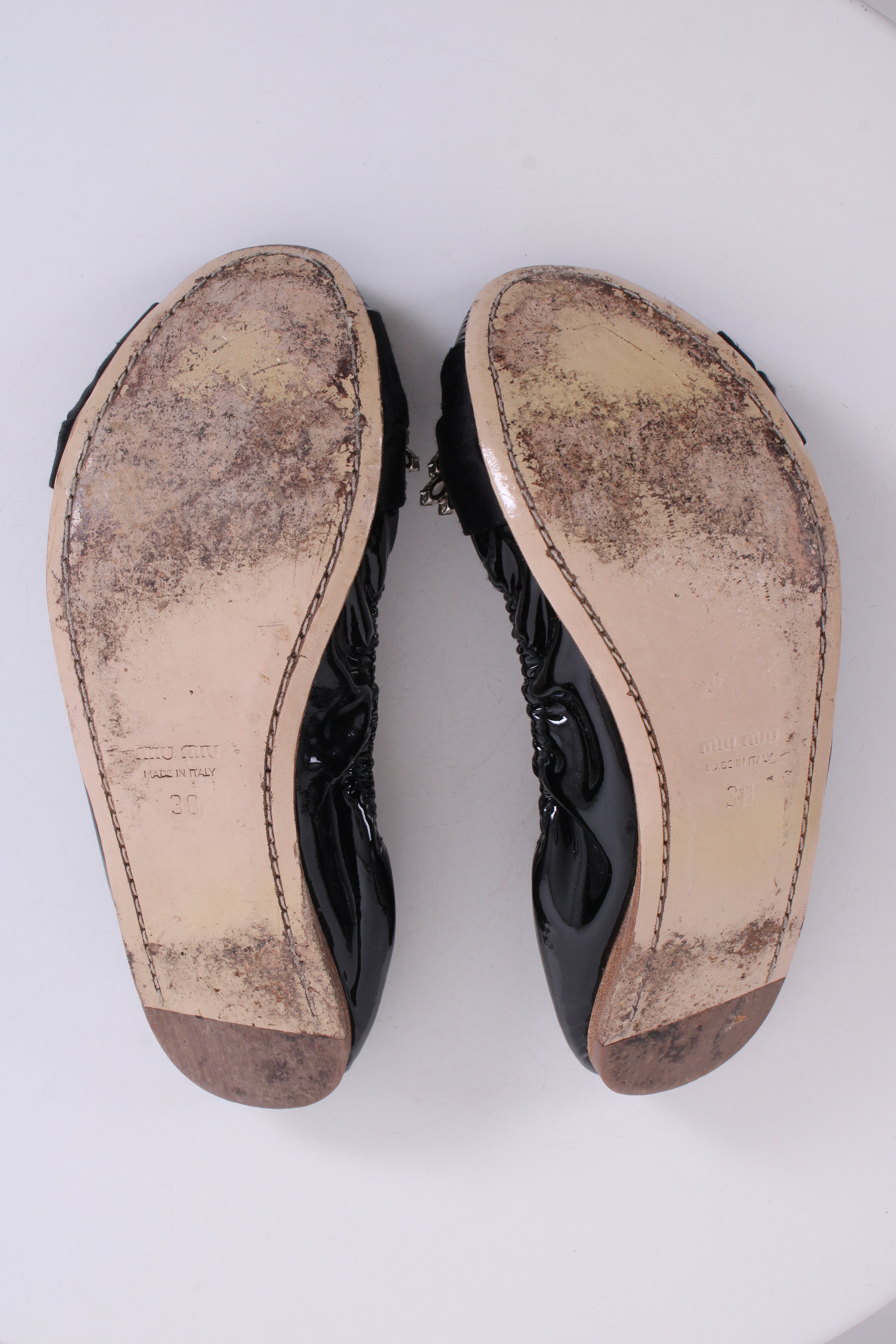 Miu Miu Patent Crystal Detail Ballet Flats Black 38