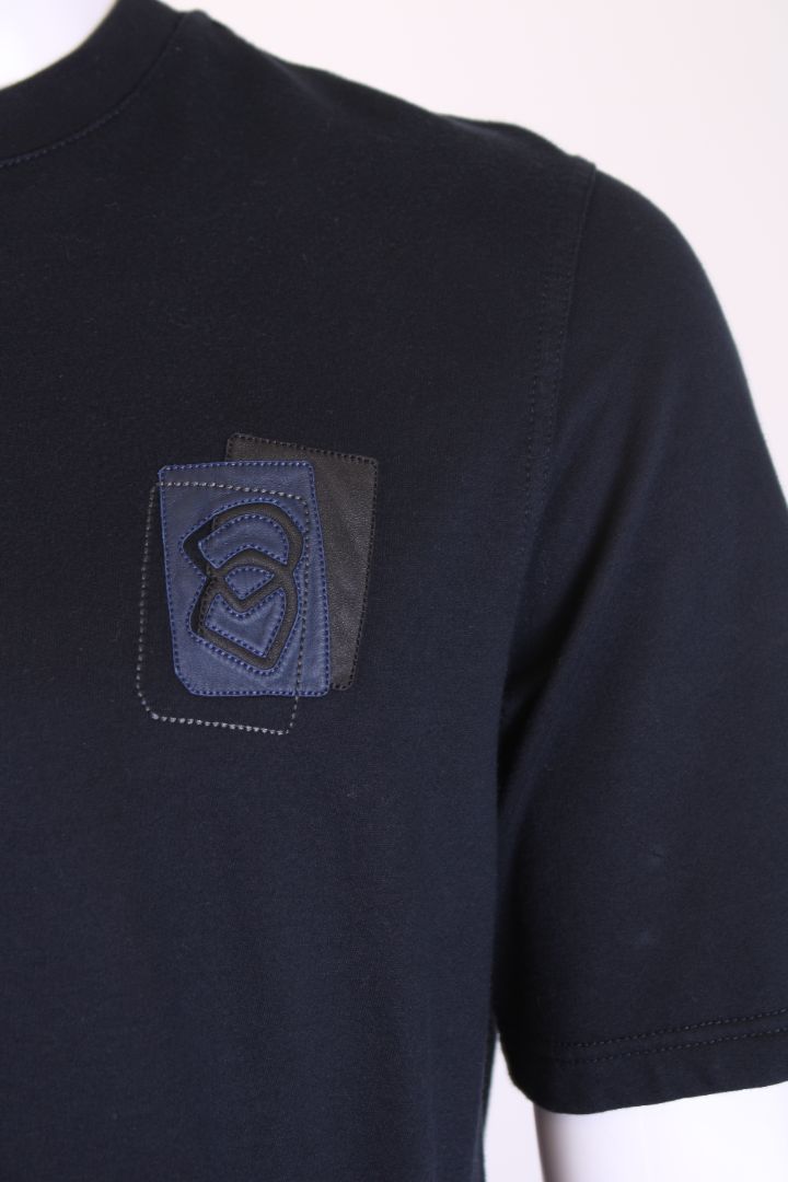 Hermes Leather Patch T-Shirt Navy M