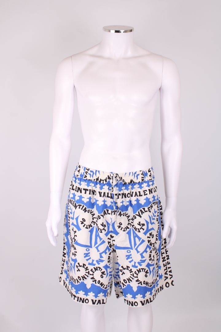 Valentino Bandana Print Cotton Shorts White/black/blue 50