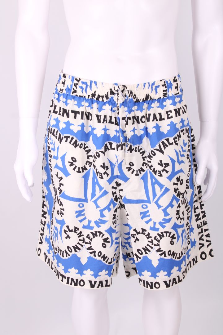 Valentino Bandana Print Cotton Shorts White/black/blue 50