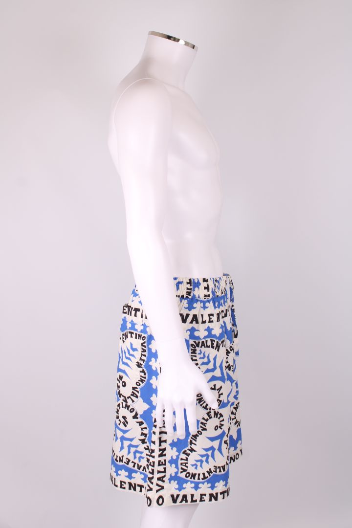 Valentino Bandana Print Cotton Shorts White/black/blue 50