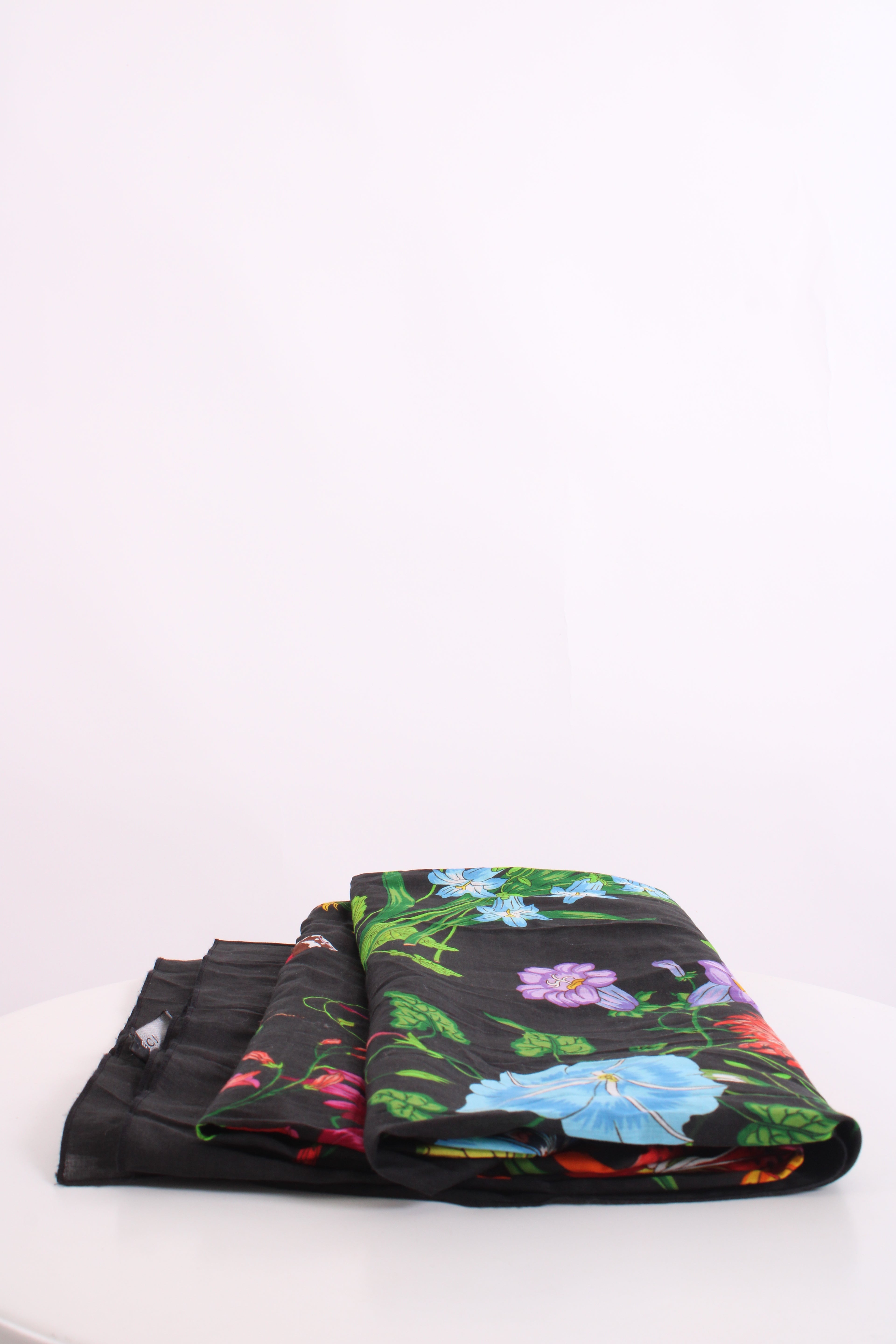 Gucci Large Floral Print Scarf Black/ Multi Coloured