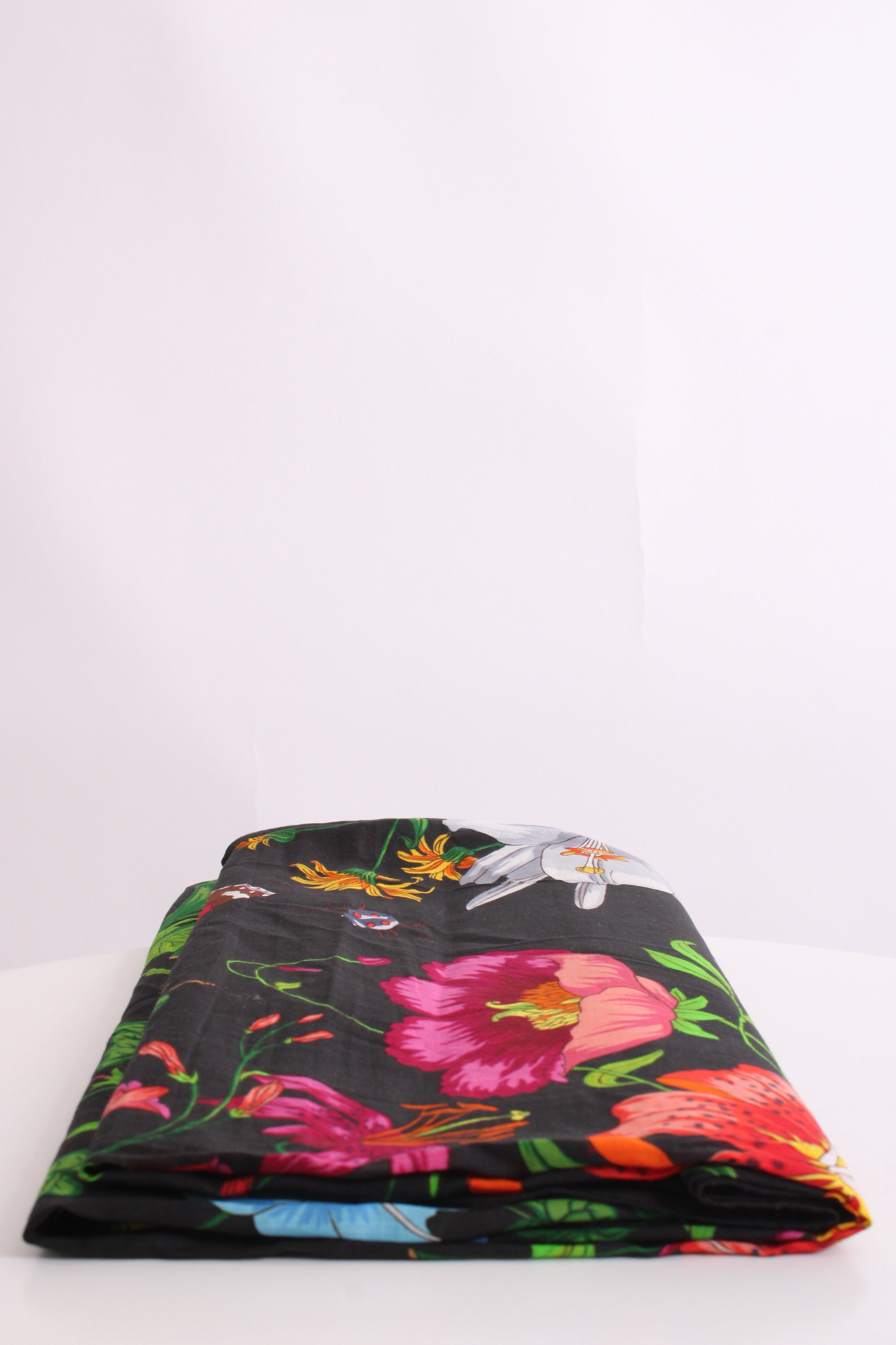 Gucci Large Floral Print Scarf Black/ Multi Coloured