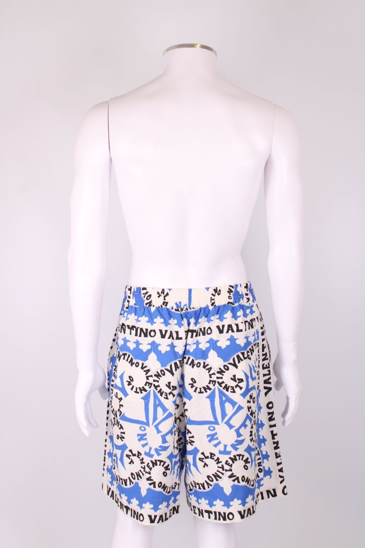 Valentino Bandana Print Cotton Shorts White/black/blue 50