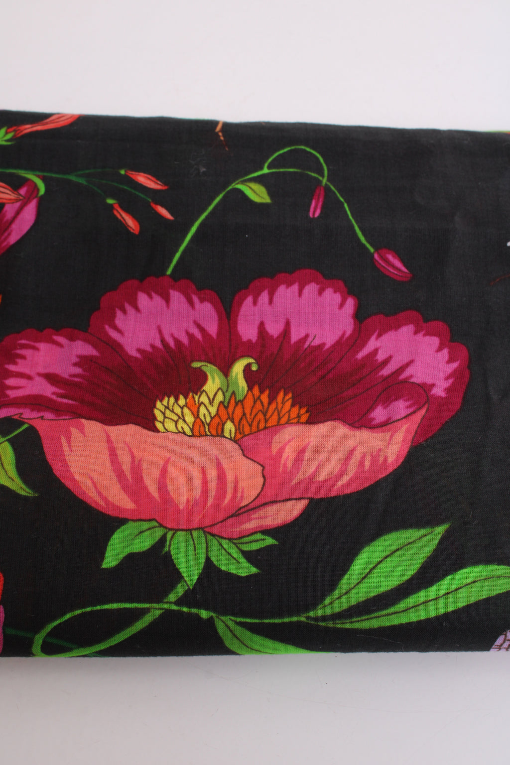 Gucci Large Floral Print Scarf Black/ Multi Coloured