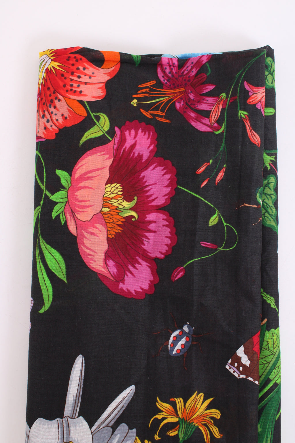 Gucci Large Floral Print Scarf Black/ Multi Coloured