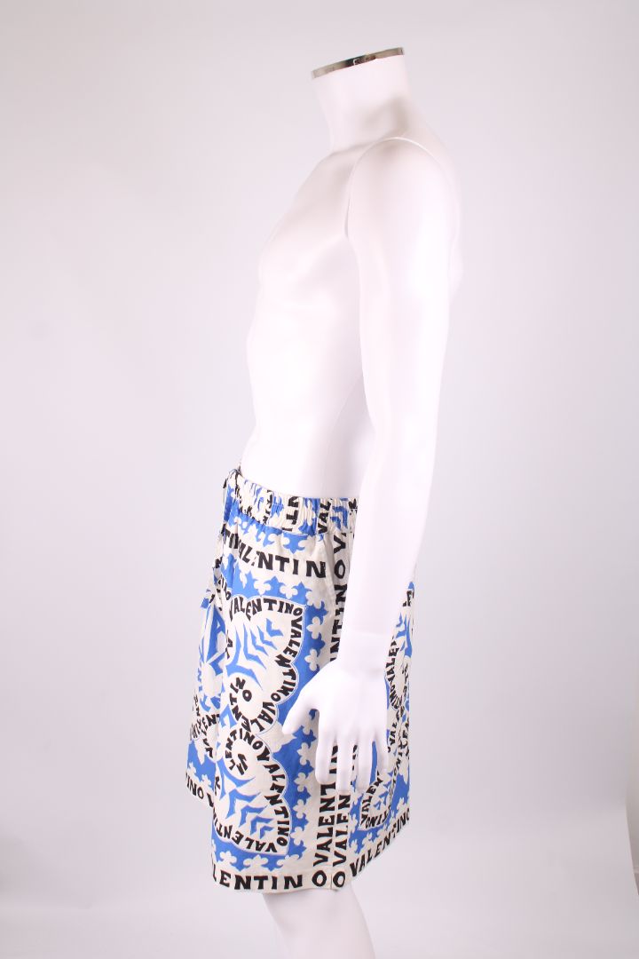 Valentino Bandana Print Cotton Shorts White/black/blue 50