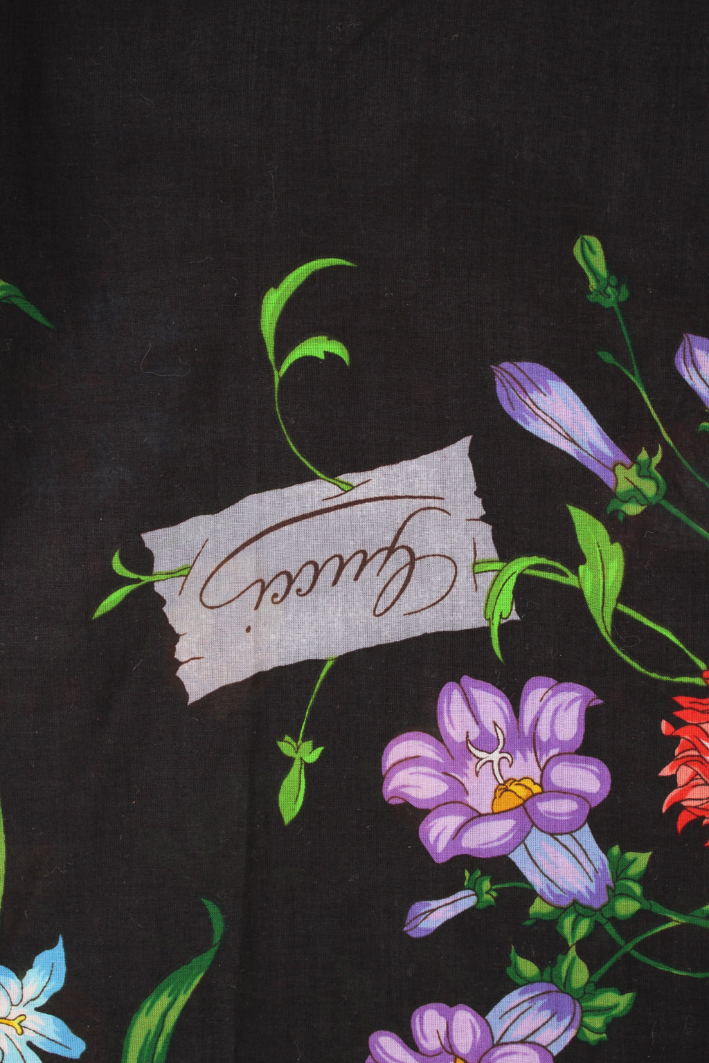 Gucci Large Floral Print Scarf Black/ Multi Coloured