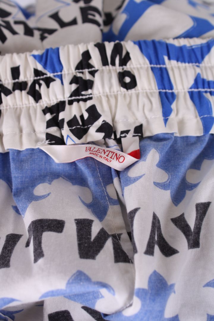 Valentino Bandana Print Cotton Shorts White/black/blue 50