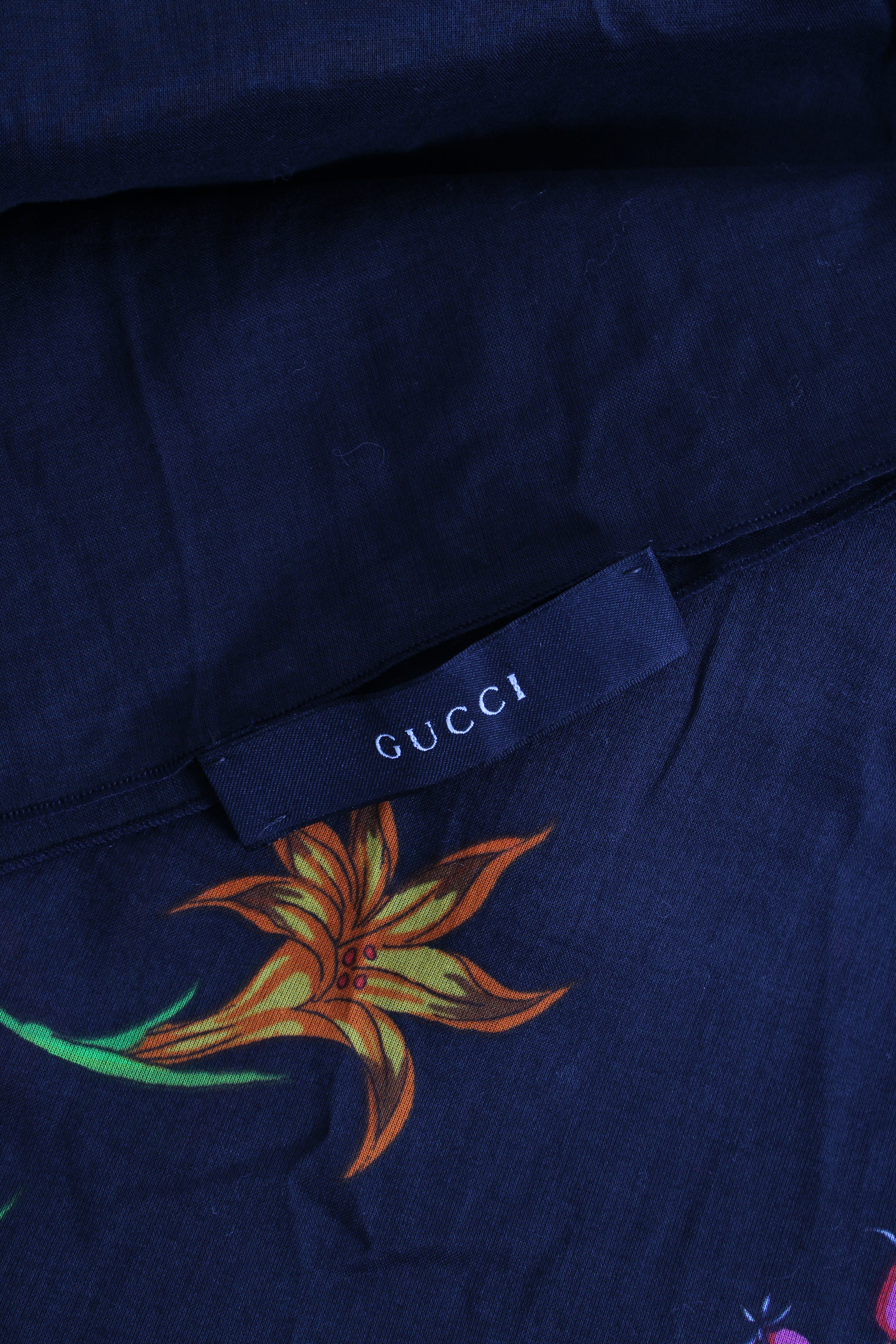 Gucci Large Floral Print Scarf Black/ Multi Coloured