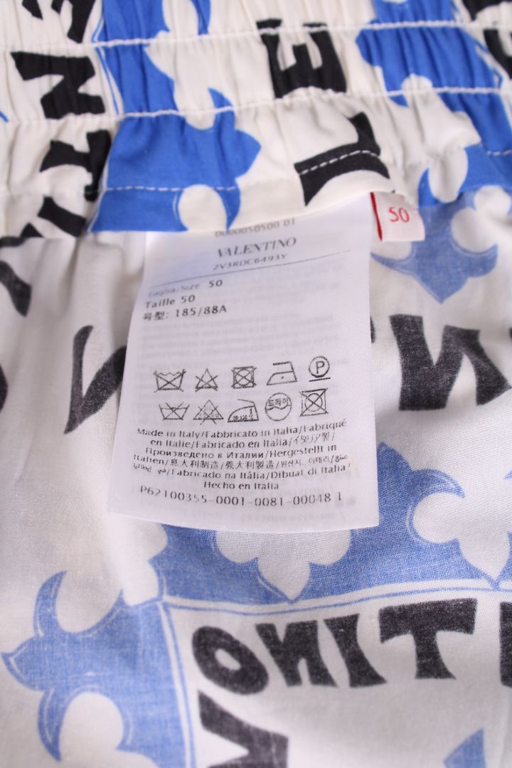 Valentino Bandana Print Cotton Shorts White/black/blue 50