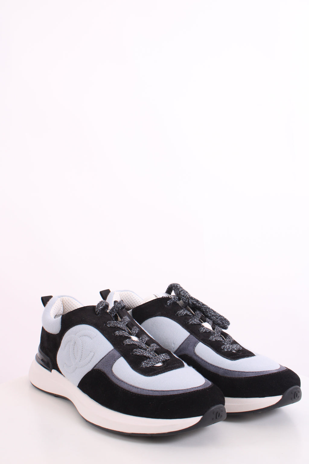 Chanel Suede Calf Fabric Trainers Black