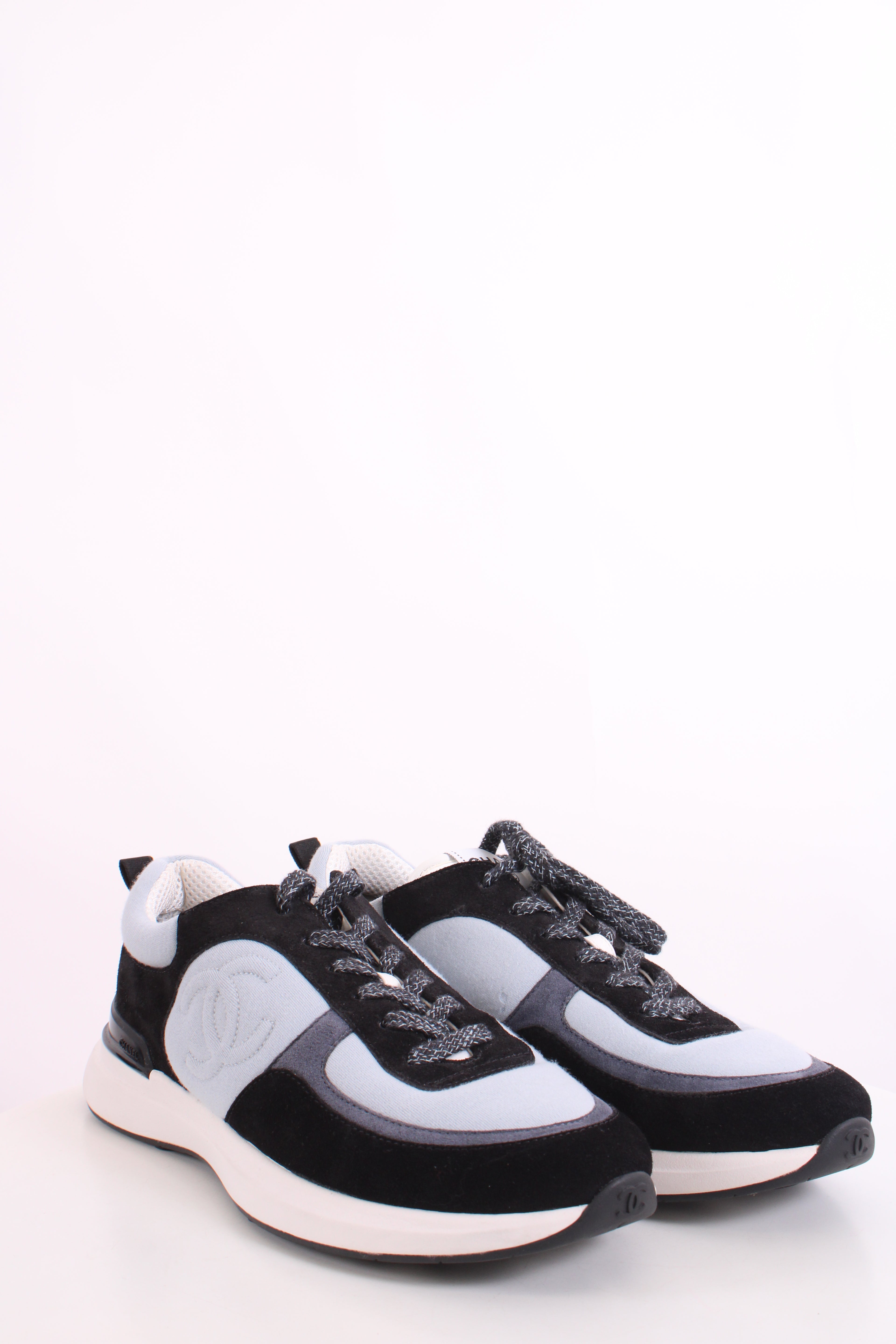 Chanel Suede Calf Fabric Trainers Black