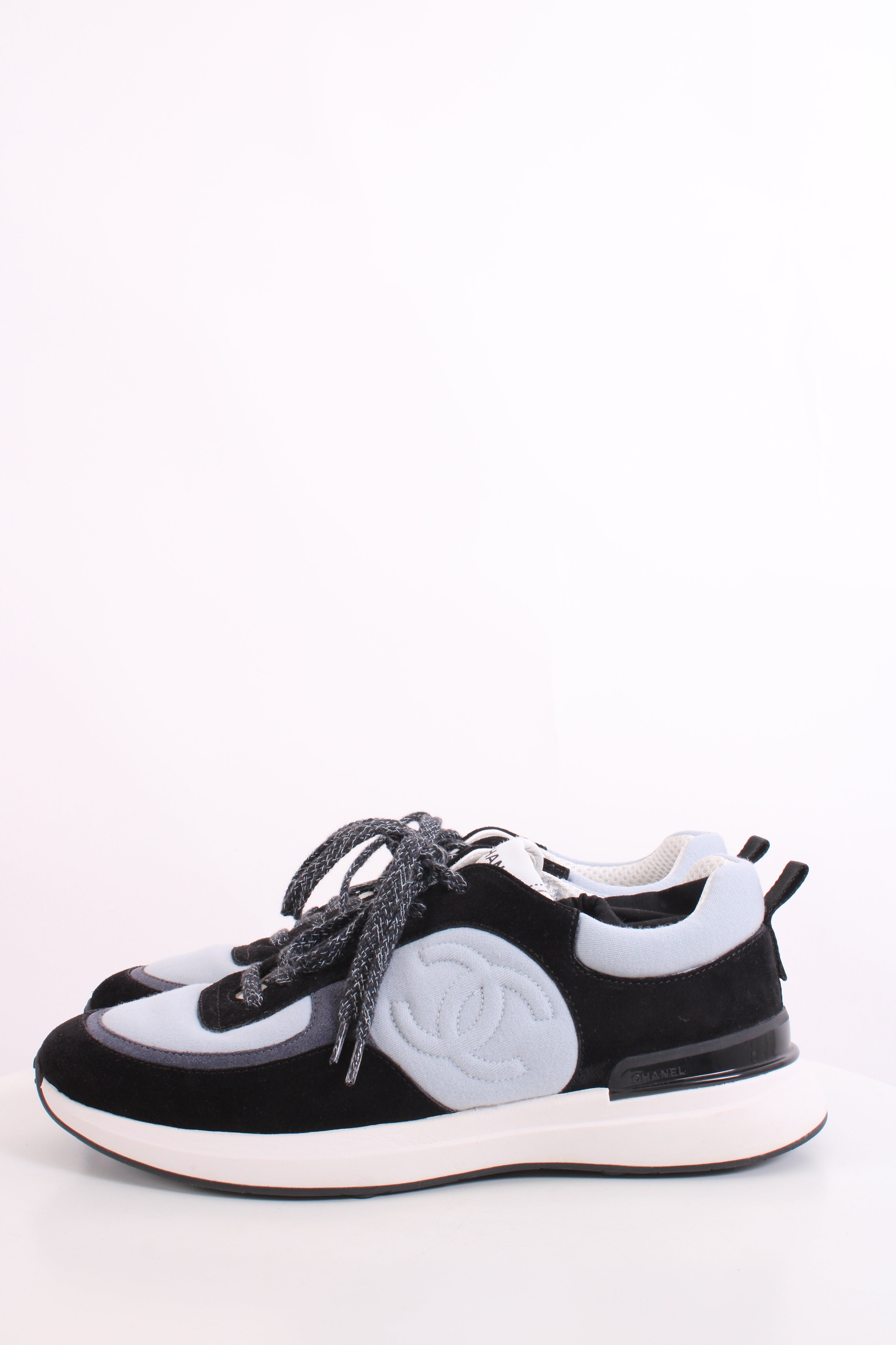 Chanel Suede Calf Fabric Trainers Black