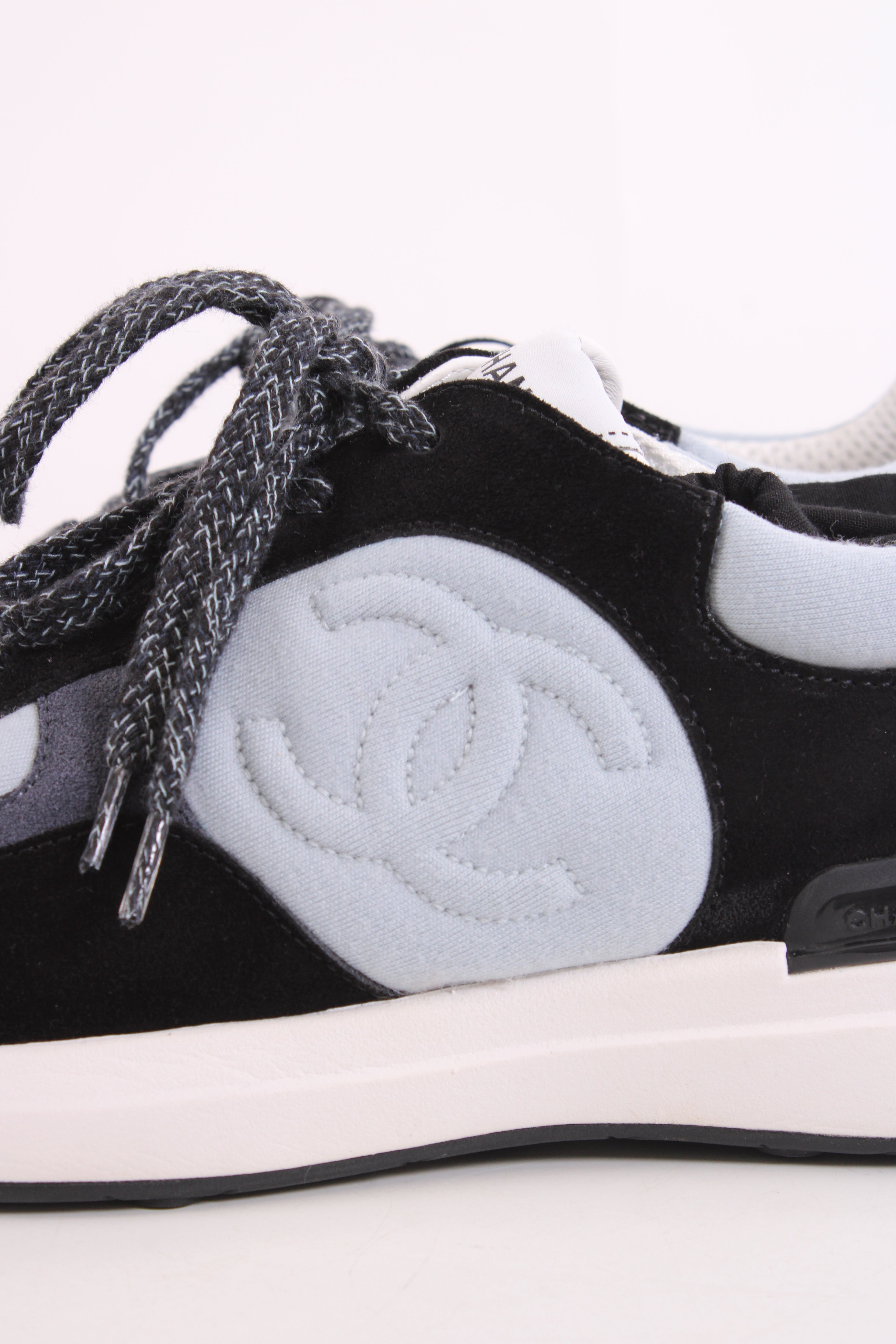 Chanel Suede Calf Fabric Trainers Black