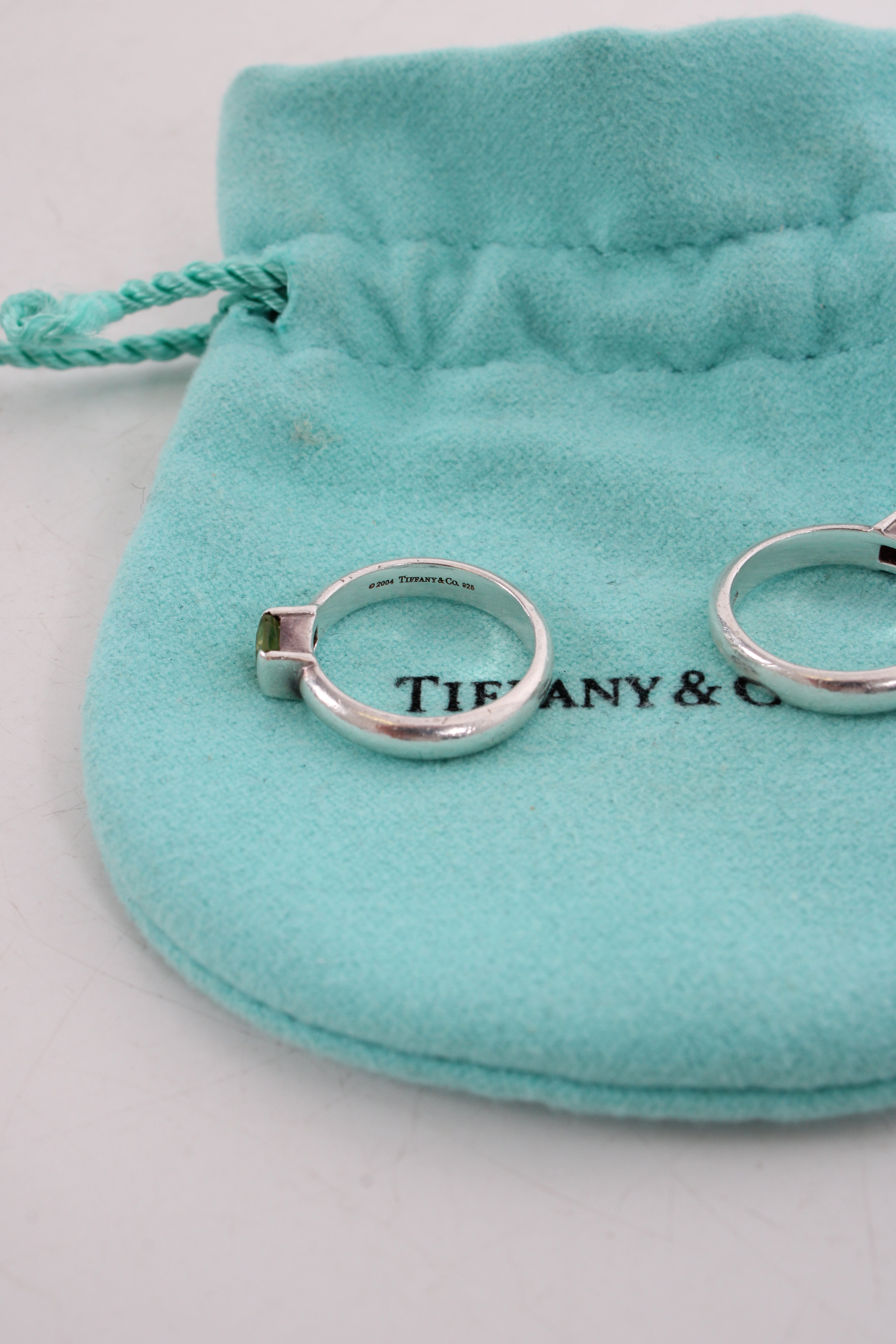 Tiffany&Co Green Peridot/ Pink Tourmaline Ring Silver