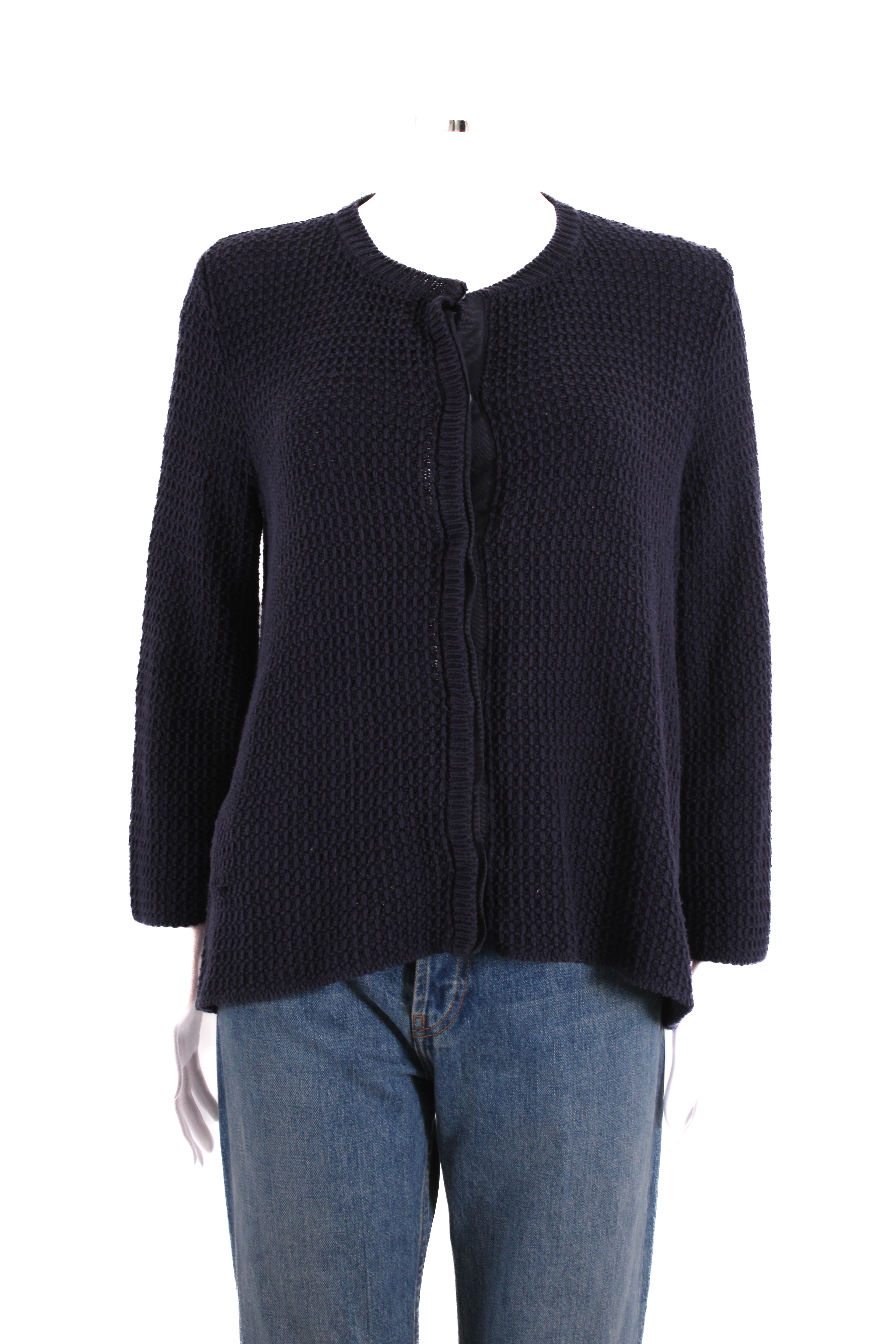 Weekend MaxMara L/S Waffle Knit Cardigan Navy L
