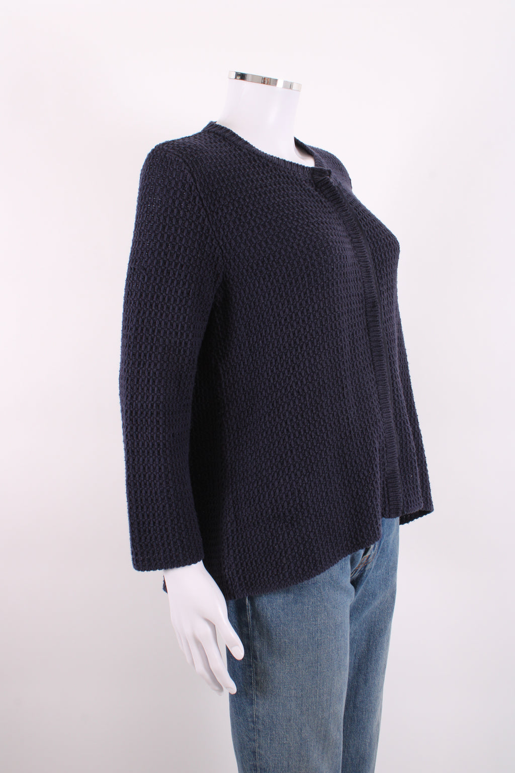 Weekend MaxMara L/S Waffle Knit Cardigan Navy L