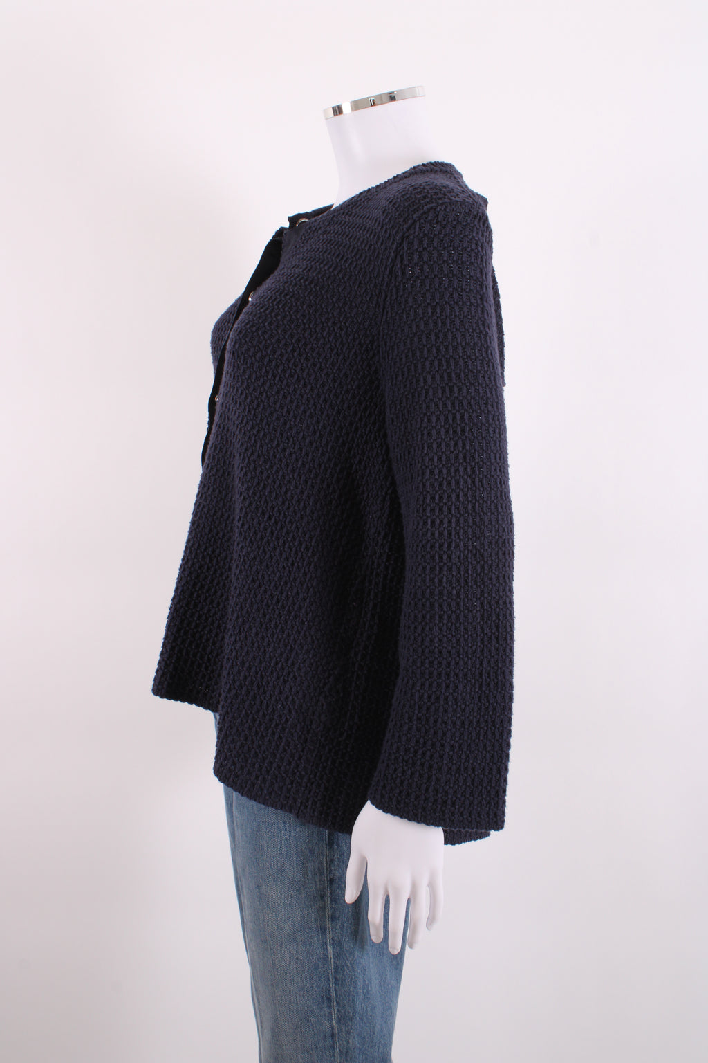 Weekend MaxMara L/S Waffle Knit Cardigan Navy L