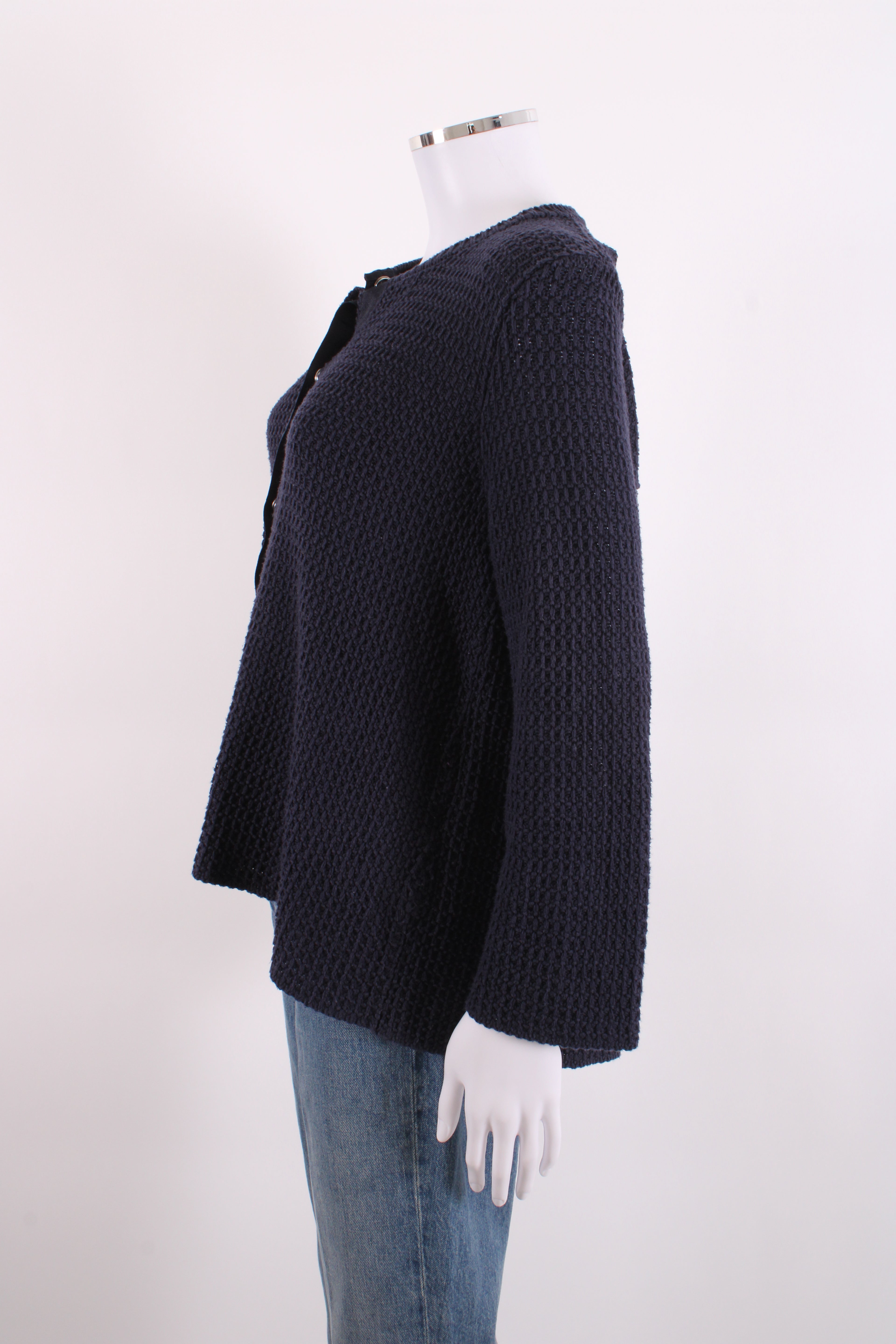 Weekend MaxMara L/S Waffle Knit Cardigan Navy L