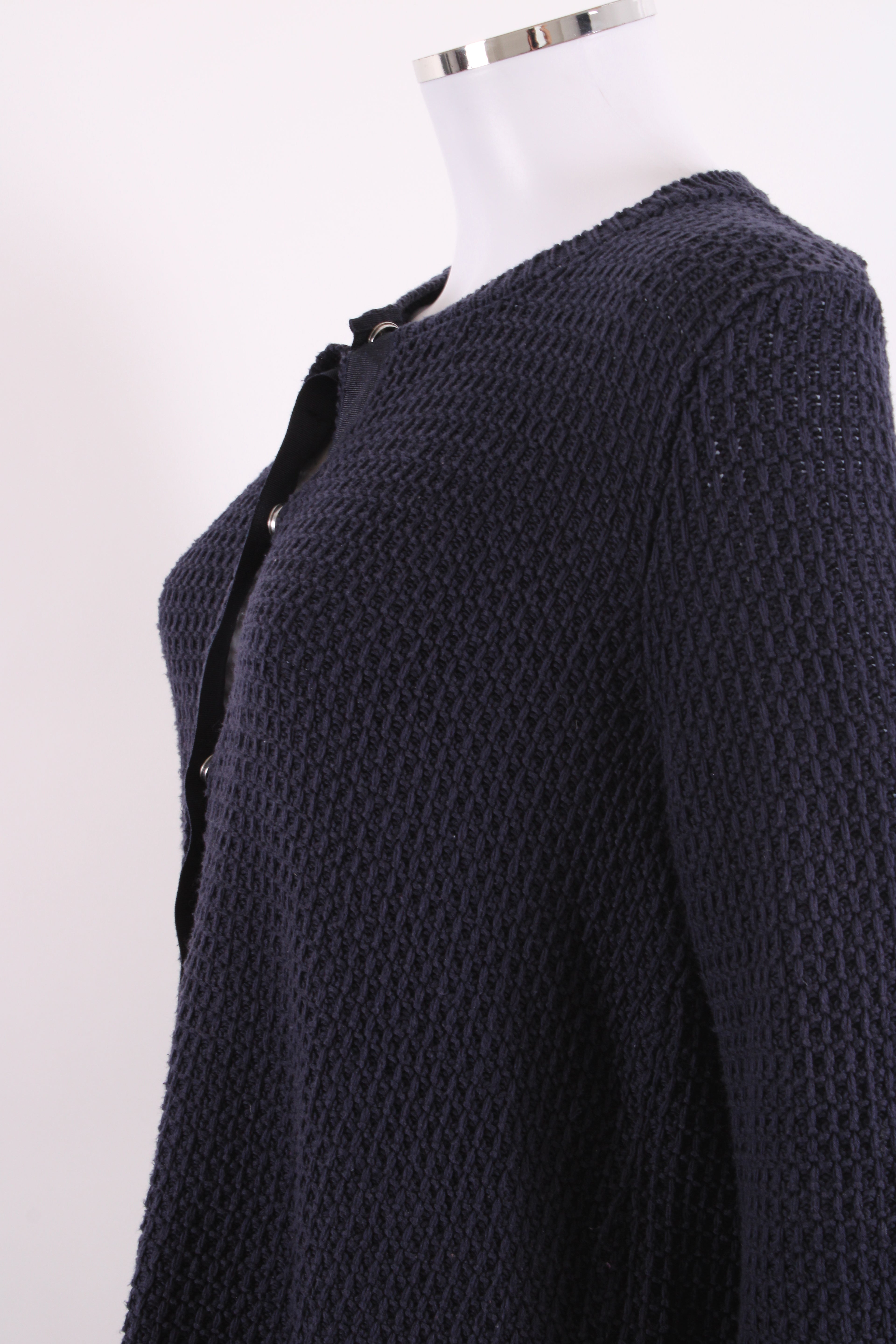 Weekend MaxMara L/S Waffle Knit Cardigan Navy L