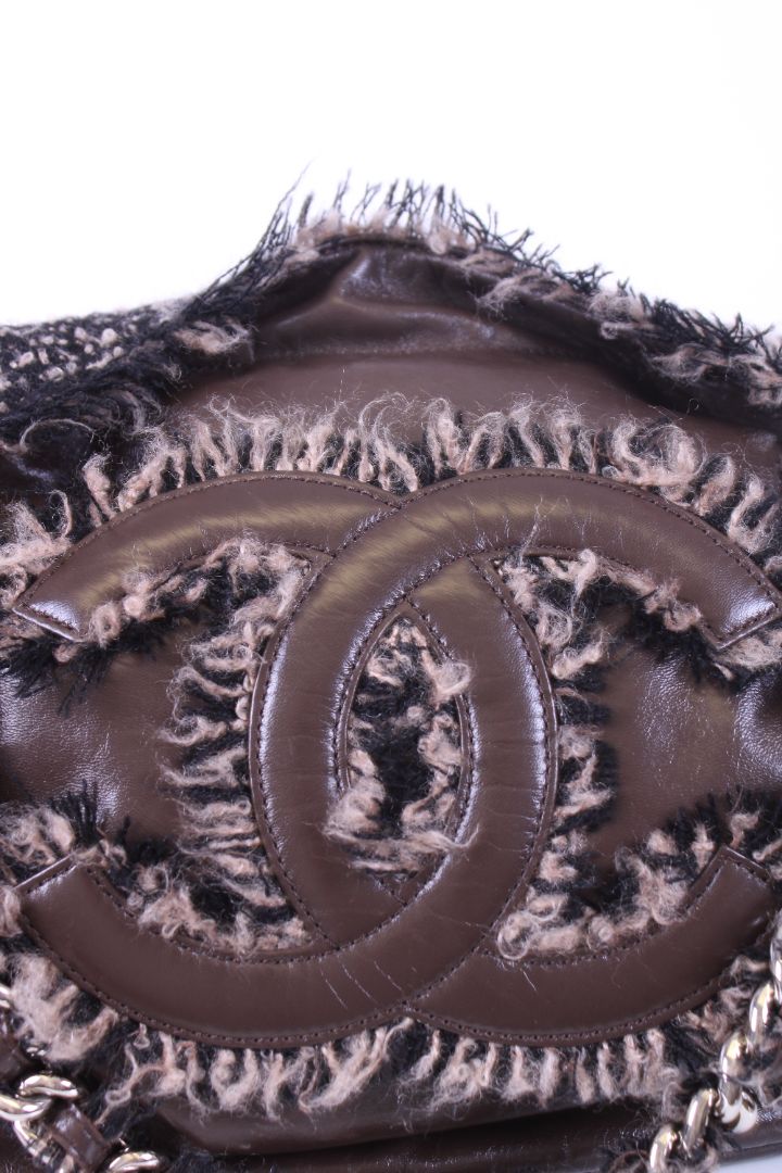 Chanel Leather tweed bon bon tote Brown large