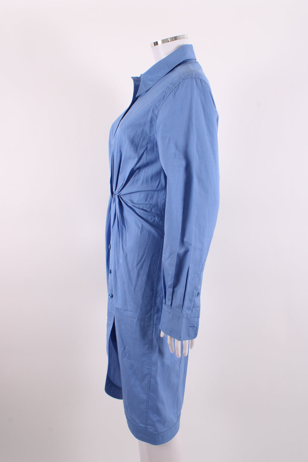 Yves Saint Laurent L/S Ruched Shirt Dress Blue 10