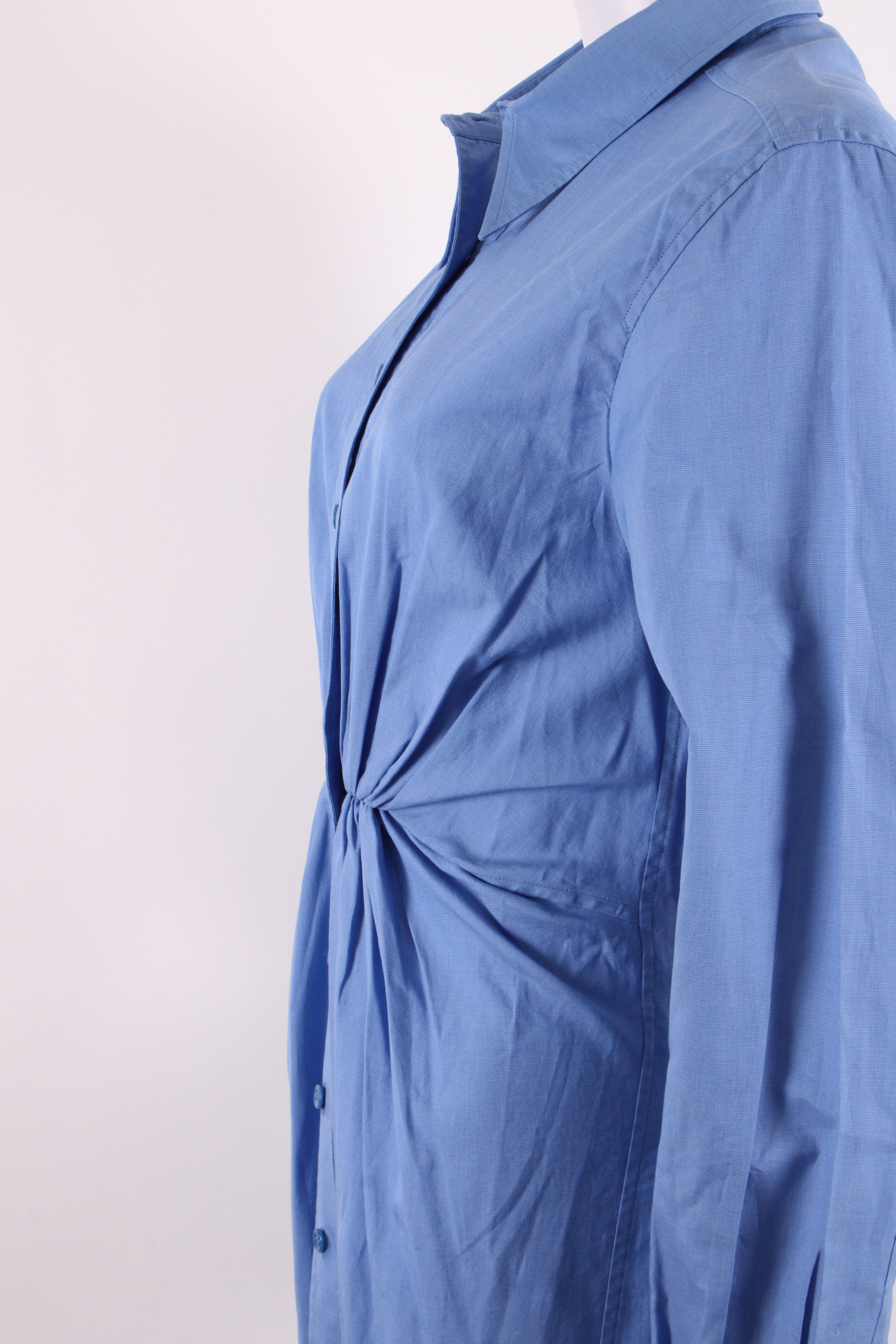 Yves Saint Laurent L/S Ruched Shirt Dress Blue 10