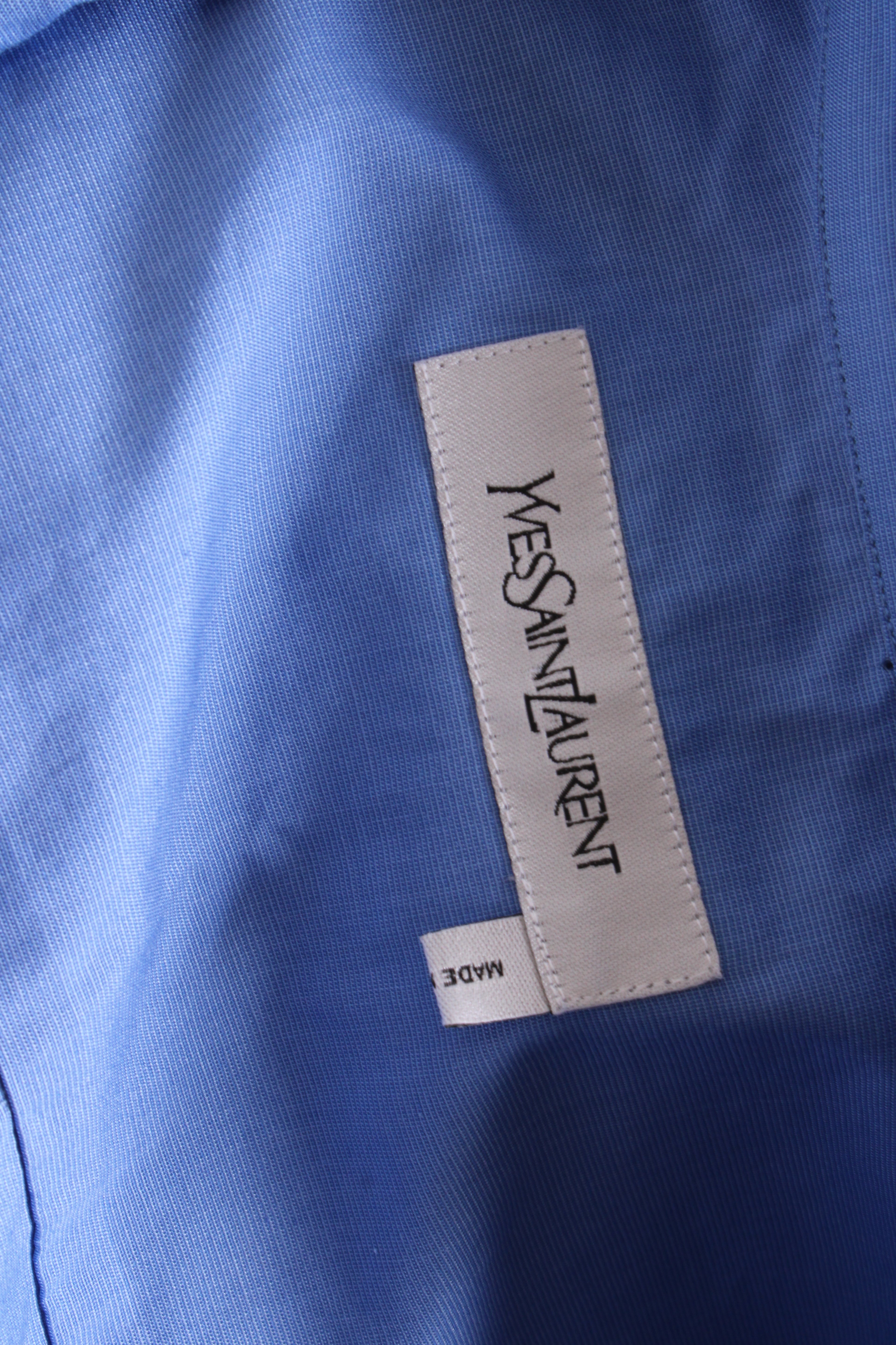 Yves Saint Laurent L/S Ruched Shirt Dress Blue 10