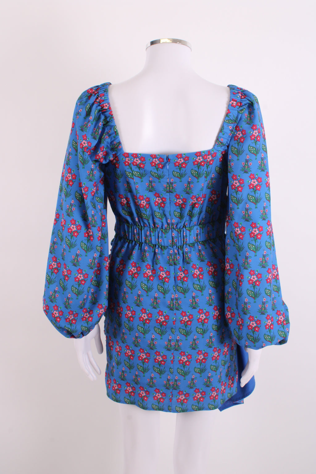 Rhode Floral Draped Dress Blue S