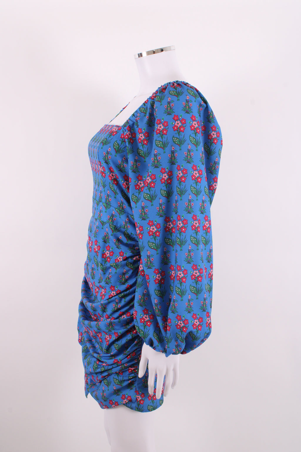 Rhode Floral Draped Dress Blue S