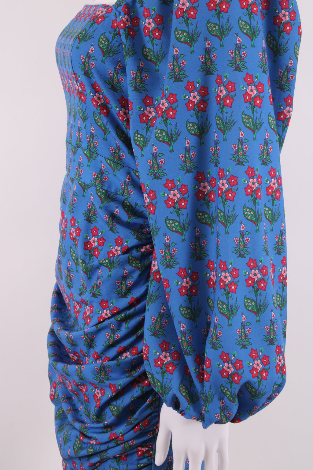 Rhode Floral Draped Dress Blue S
