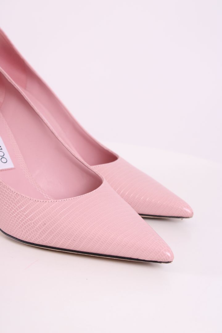 Jimmy Choo Snake Effect Heels Pink 38