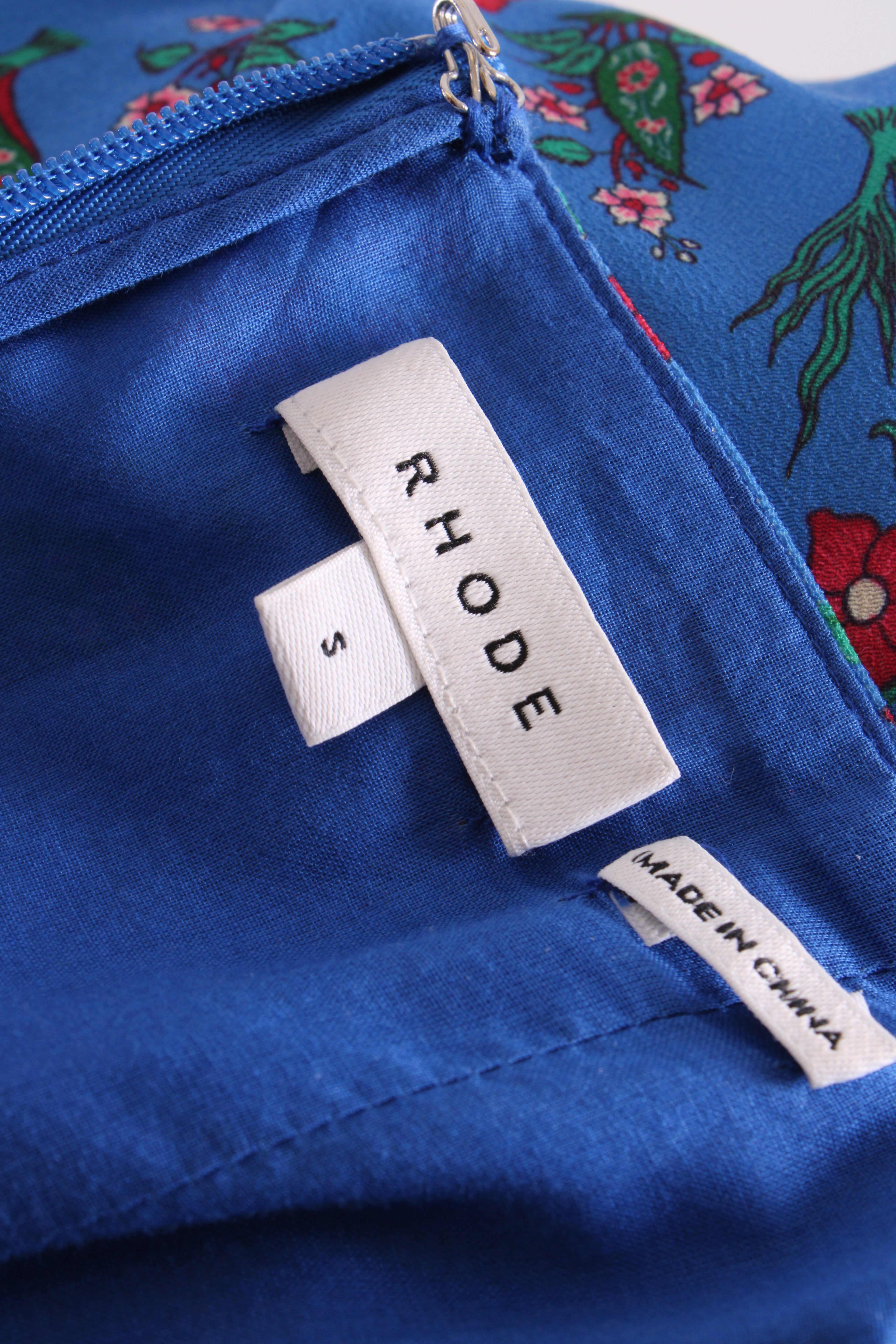 Rhode Floral Draped Dress Blue S