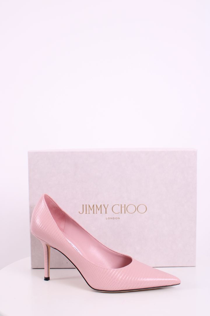Jimmy Choo Snake Effect Heels Pink 38