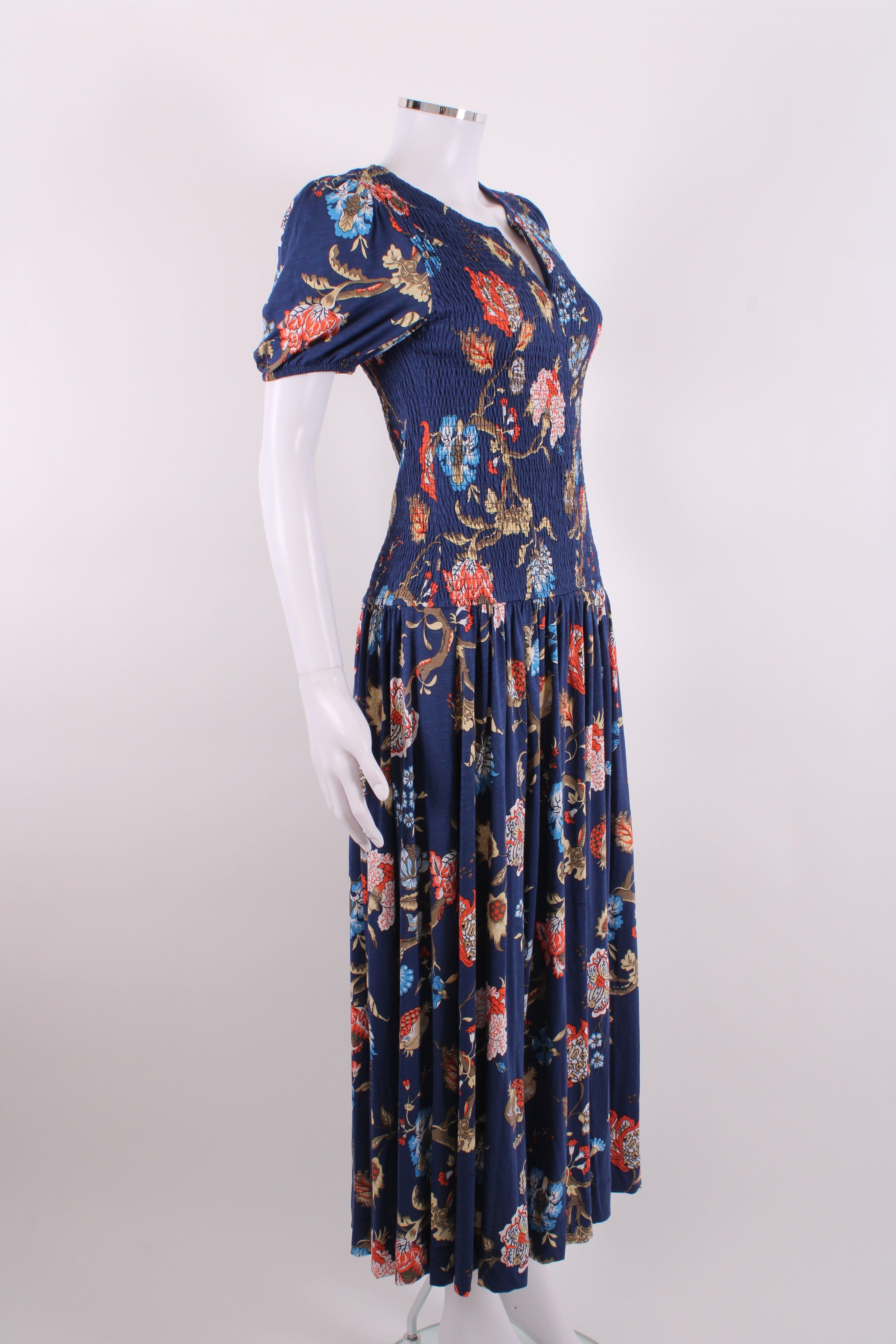 ME+EM S/S Floral Dress Navy/ Orange 10