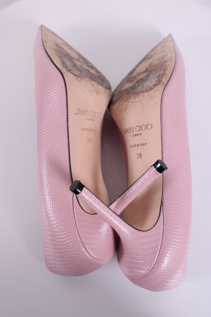Jimmy Choo Snake Effect Heels Pink 38